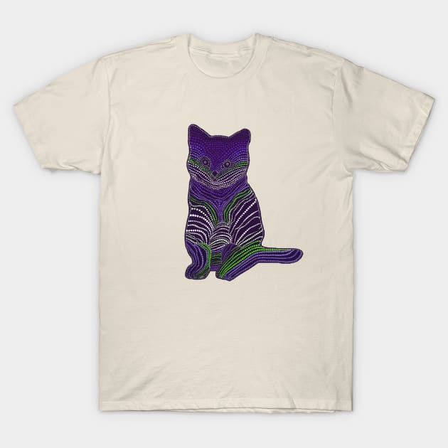 Meow Meow - Purple & Green T-Shirt by Amy Diener